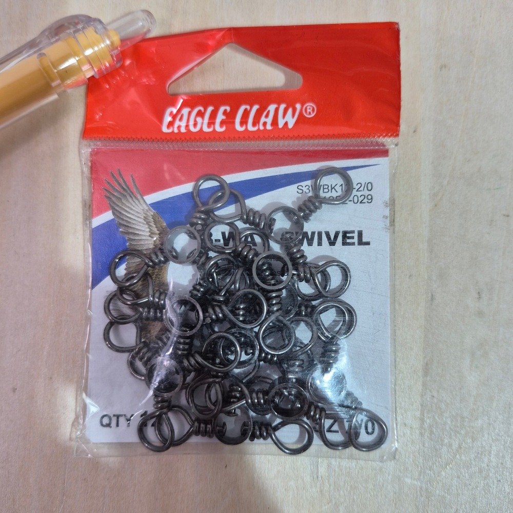Eagle Claw 3-Way Swivel‎ 2/0 Size Black Pack of 12 S3WBK12-2/0 Fishing Tackle